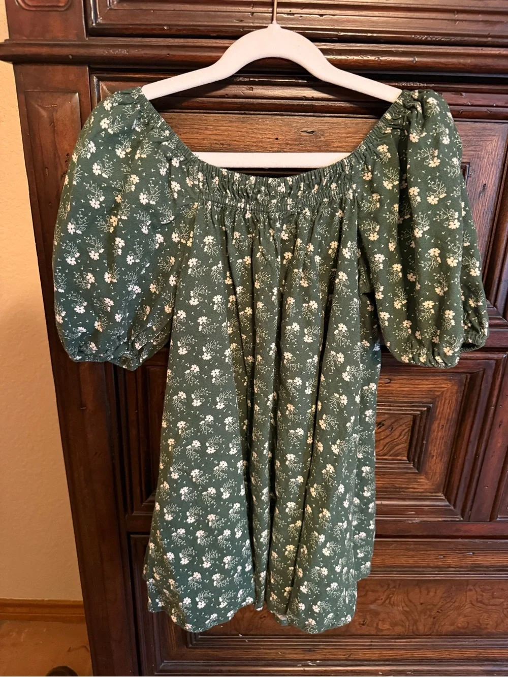 Sabrina Mini Dress - Green Ditsy